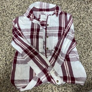 maroon/white flannel
